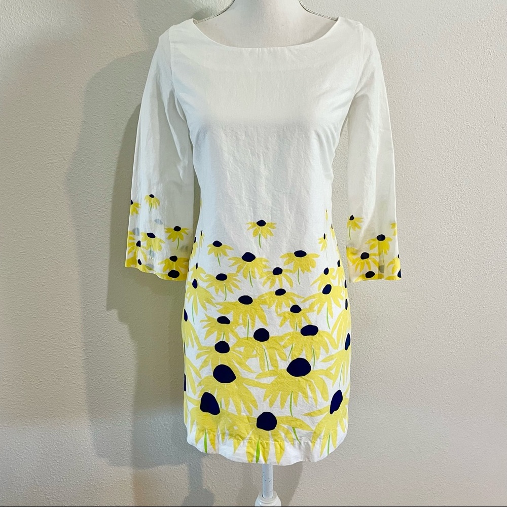 Lilly Pulitzer shift dress classic white All Summer Long Daisy Sunflower Print
